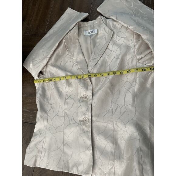 EUC Le Suit 2 Piece Blazer Skirt Set Light Gold Champagne Shimmer Design Size 10 - Picture 9 of 16